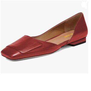 Wo Wagas Red Pumps Side Cut Block Low Heels Square Toe Slip On Working Shoes
